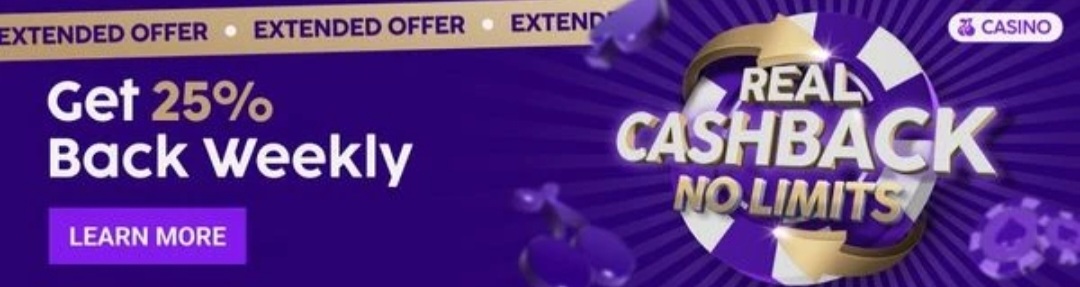Get 25% back weekly — real cashback, no limits